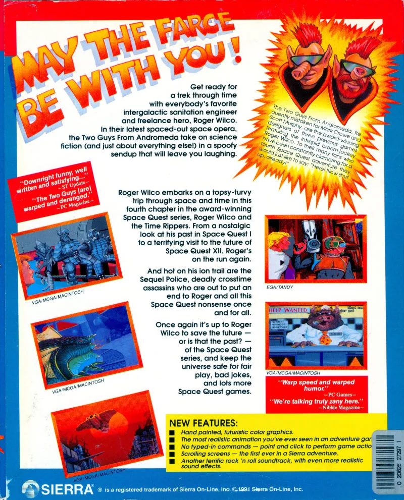 Space Quest IV: Roger Wilco and the Time Rippers box back