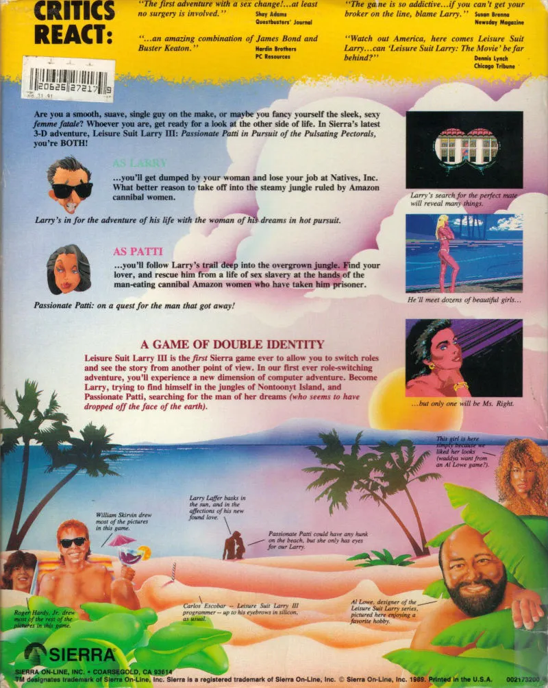 Leisure Suit Larry III: Passionate Patti in Pursuit of the Pulsating Pectorals box back