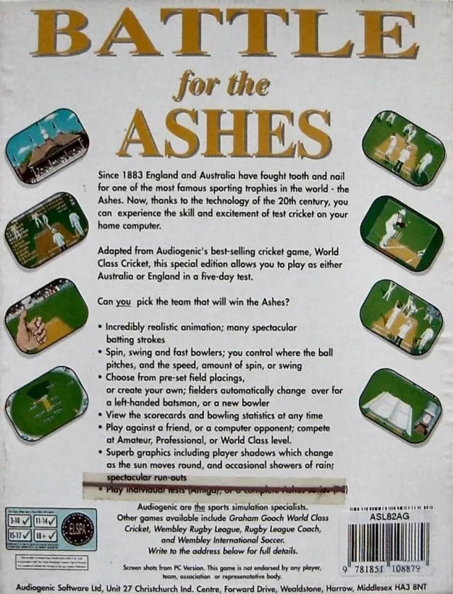 Battle for the Ashes box back