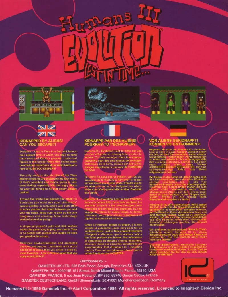 Humans III: Evolution: Lost in Time... box back