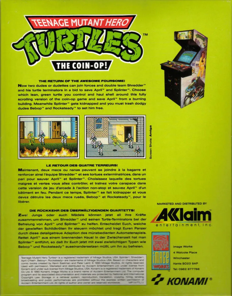 Teenage Mutant Hero Turtles: The Coin-Op! box back