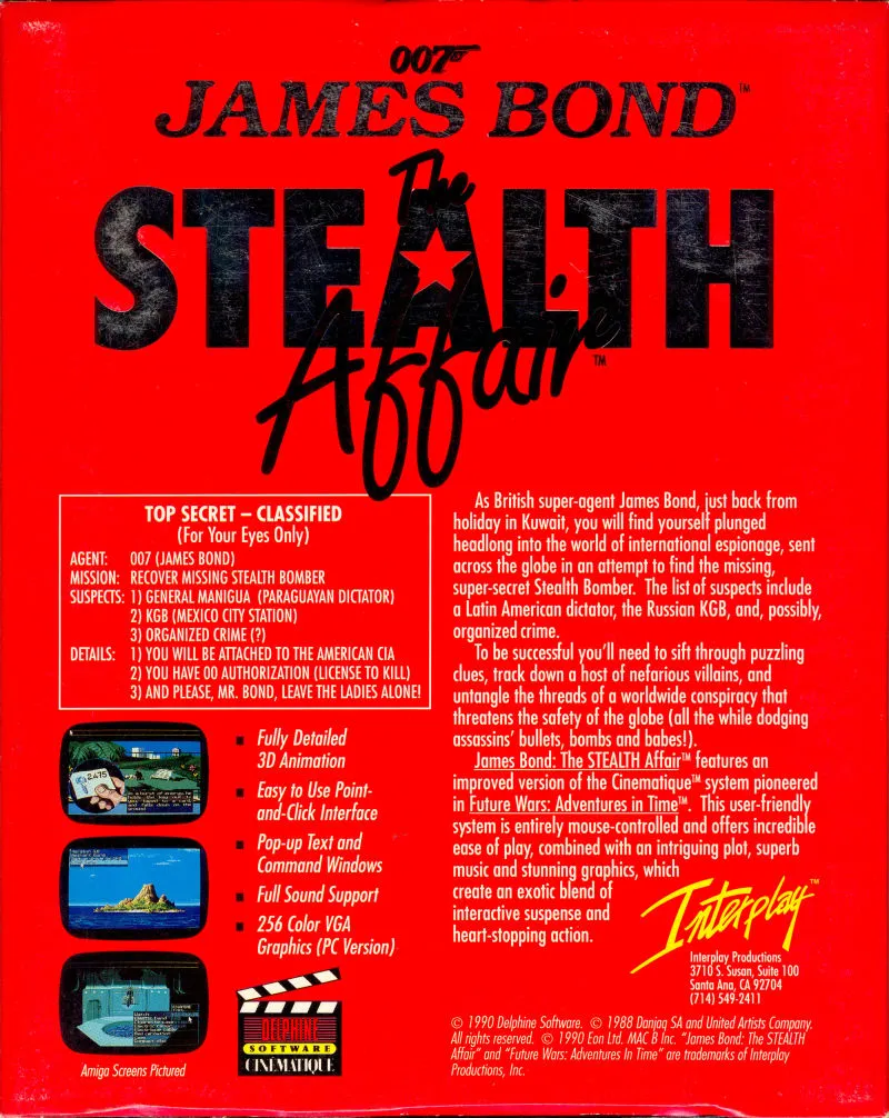 James Bond: The Stealth Affair box back