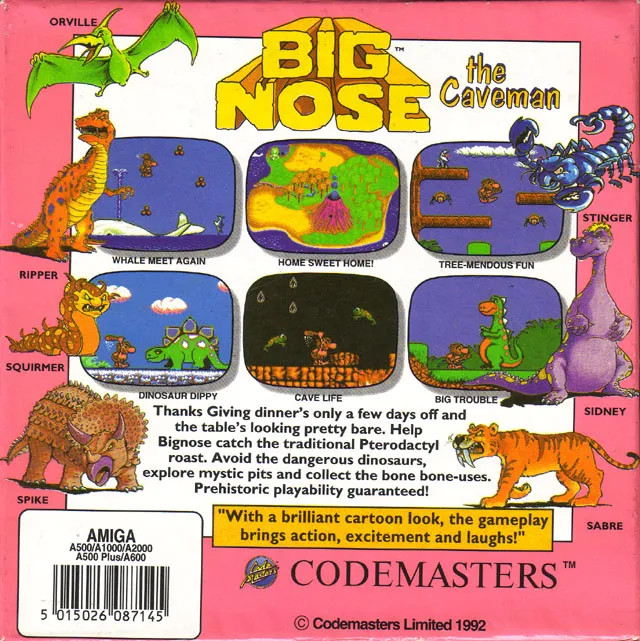Big Nose the Caveman box back