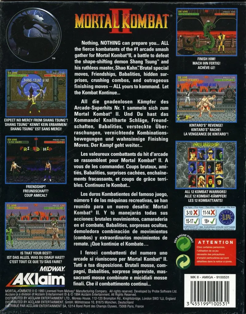 Mortal Kombat II box back