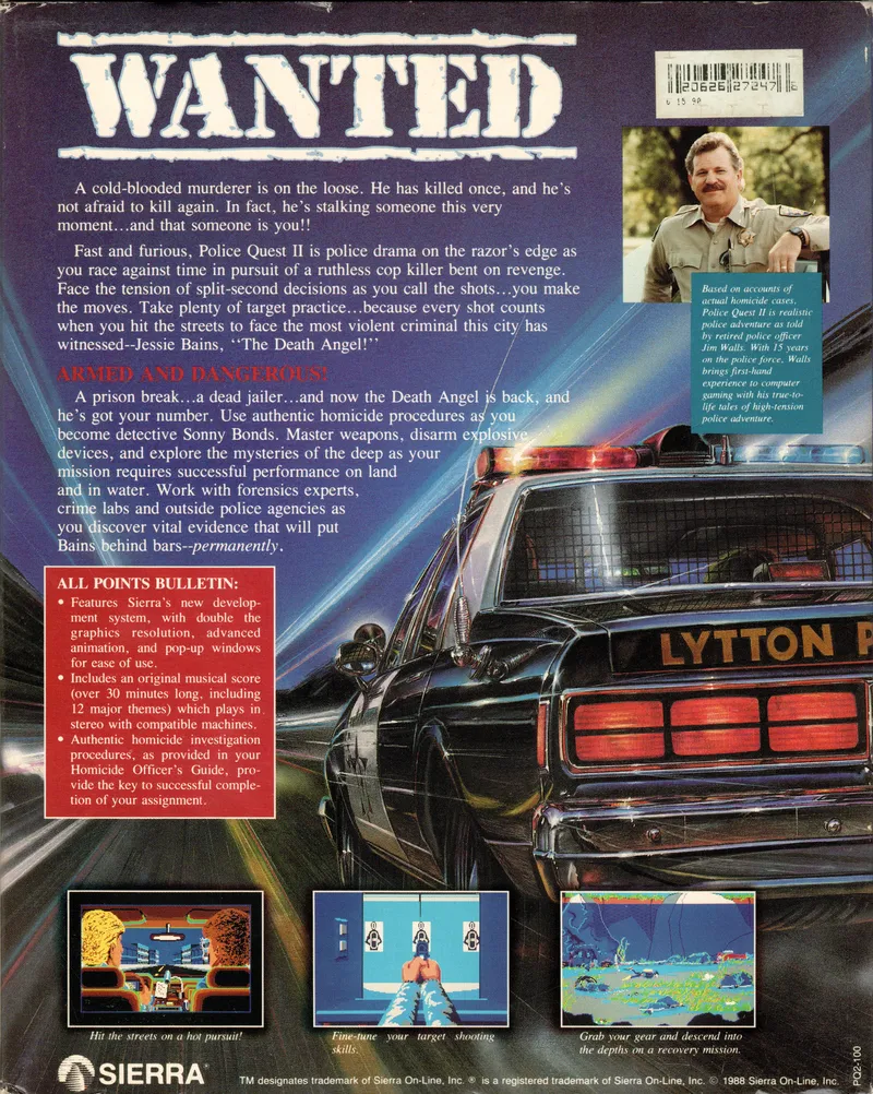 Police Quest 2: The Vengeance box back