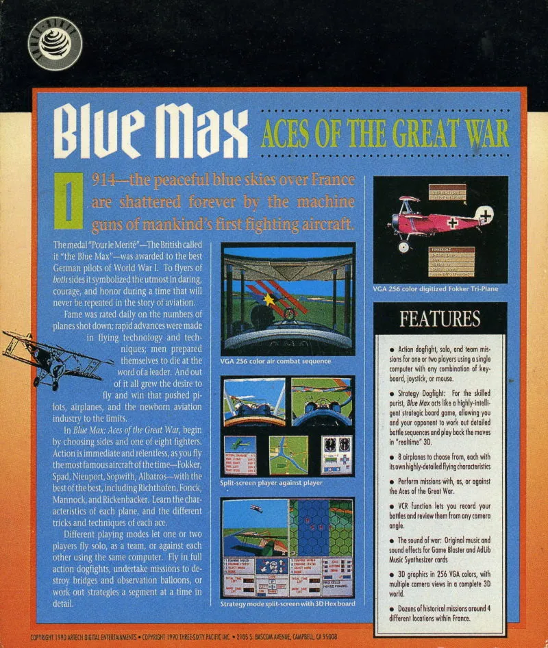 Blue Max: Aces of the Great War box back