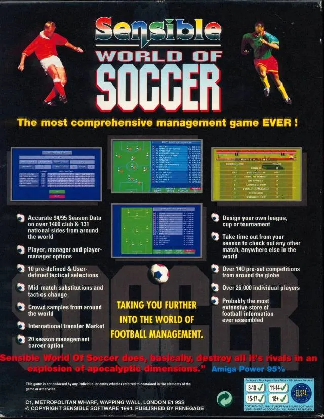 Sensible World of Soccer box back