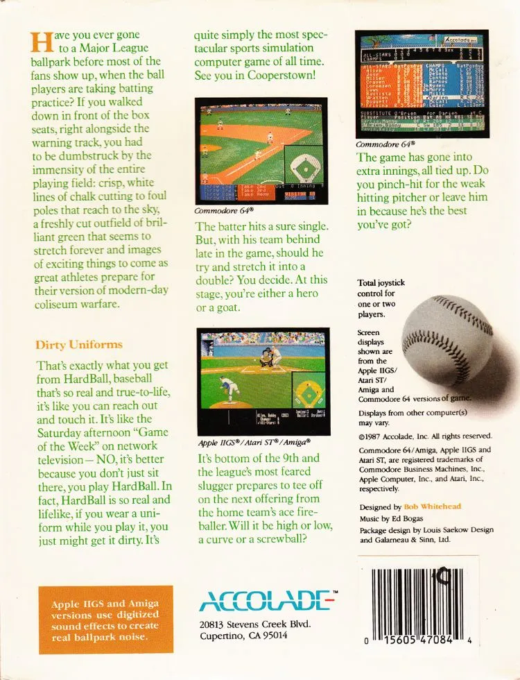 HardBall! box back