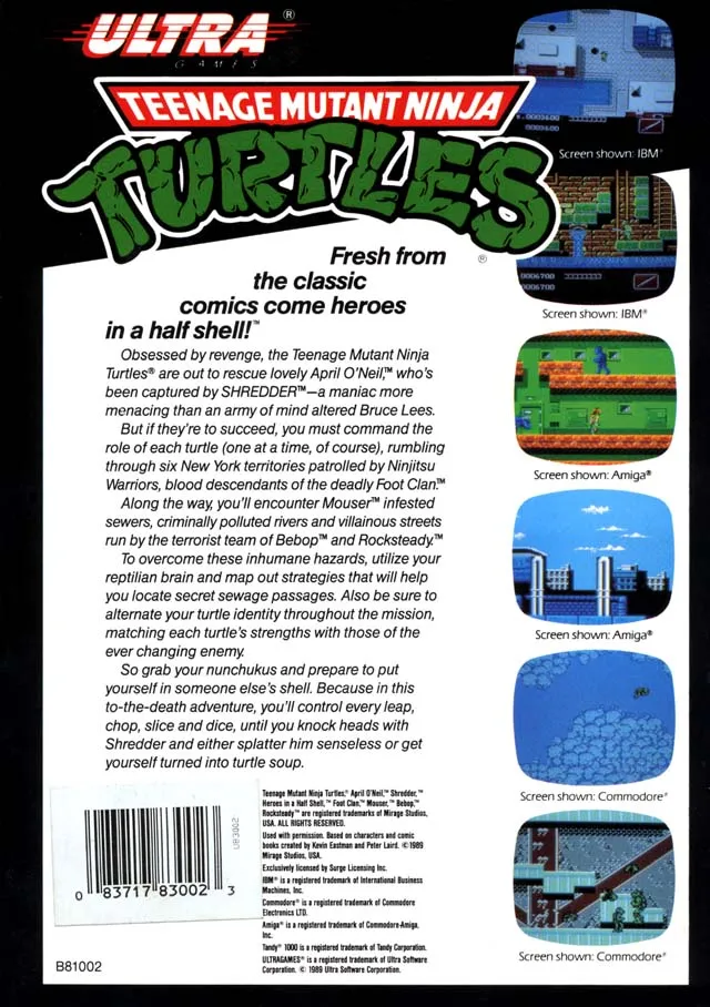 Teenage Mutant Ninja Turtles [Ultra Games] box back