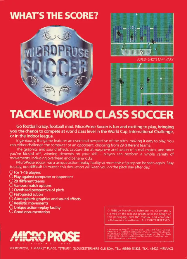 MicroProse Soccer box back