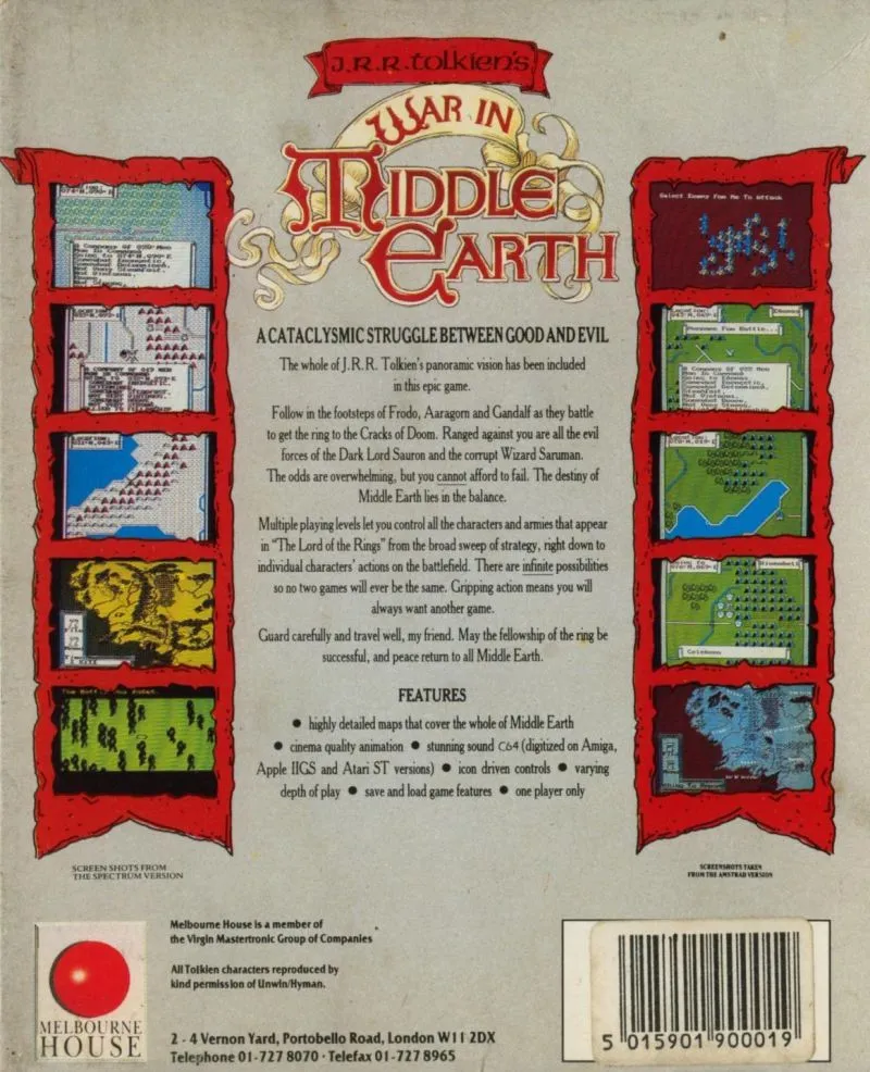 War in Middle Earth box back