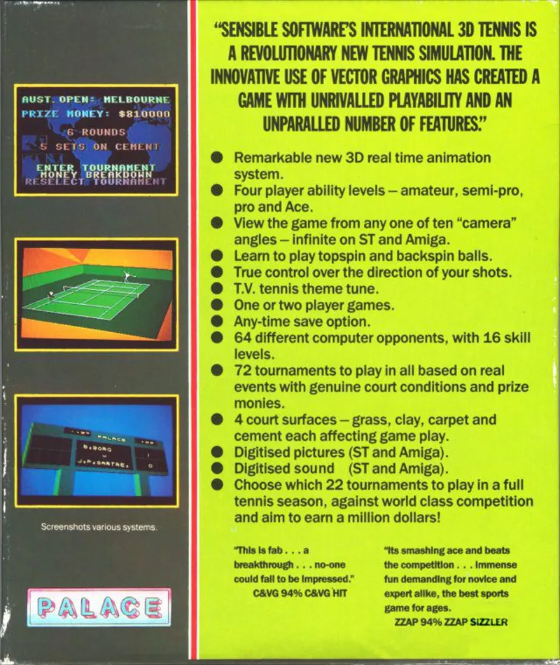 International 3D Tennis box back
