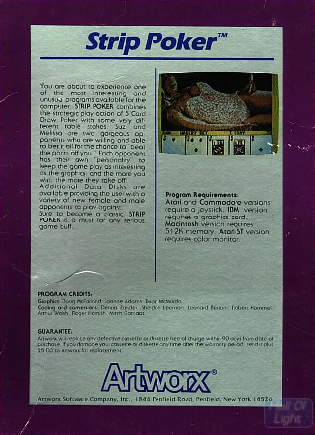 Strip Poker box back