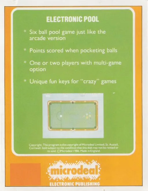 Electronic Pool box back