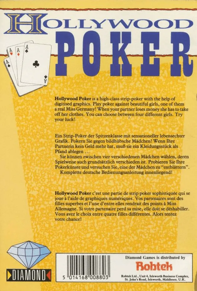Hollywood Poker box back