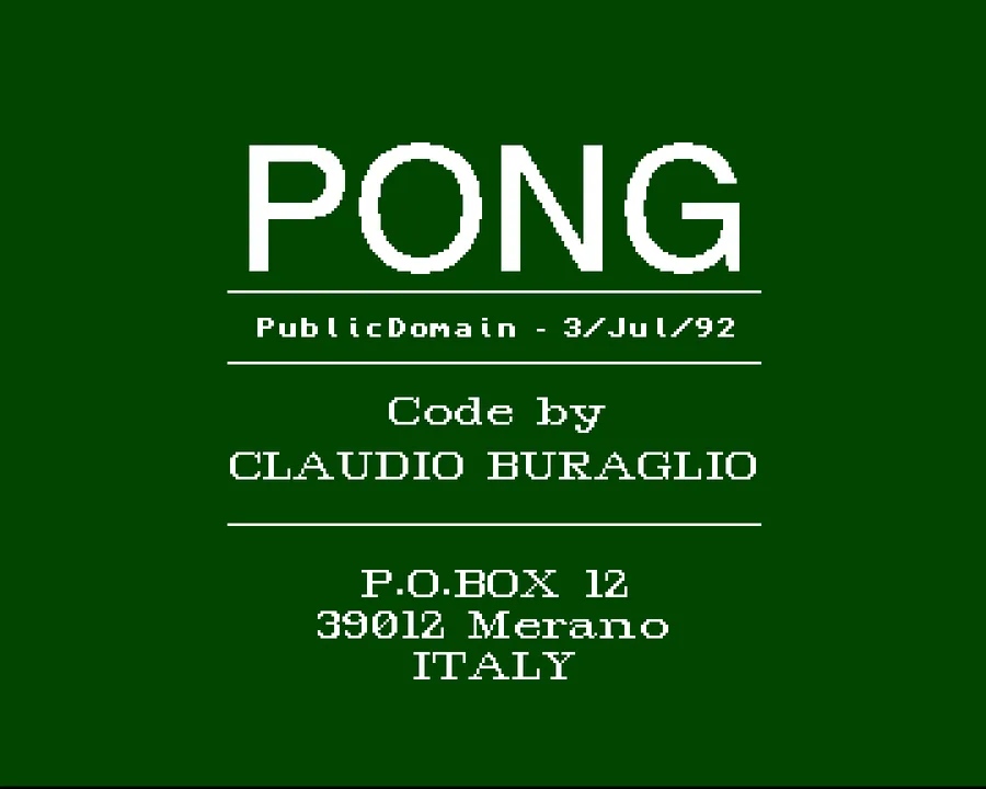 Pong screenshot