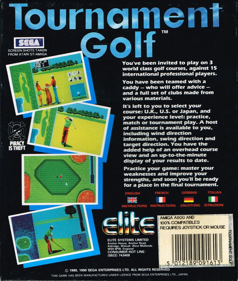 Tournament Golf box back