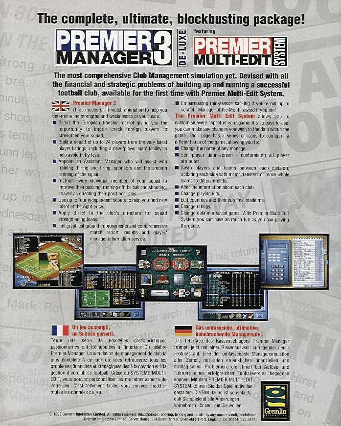 Premier Manager 3 box back