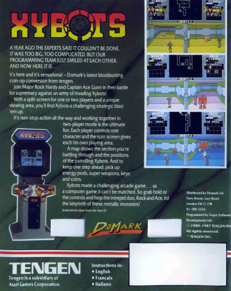Xybots box back