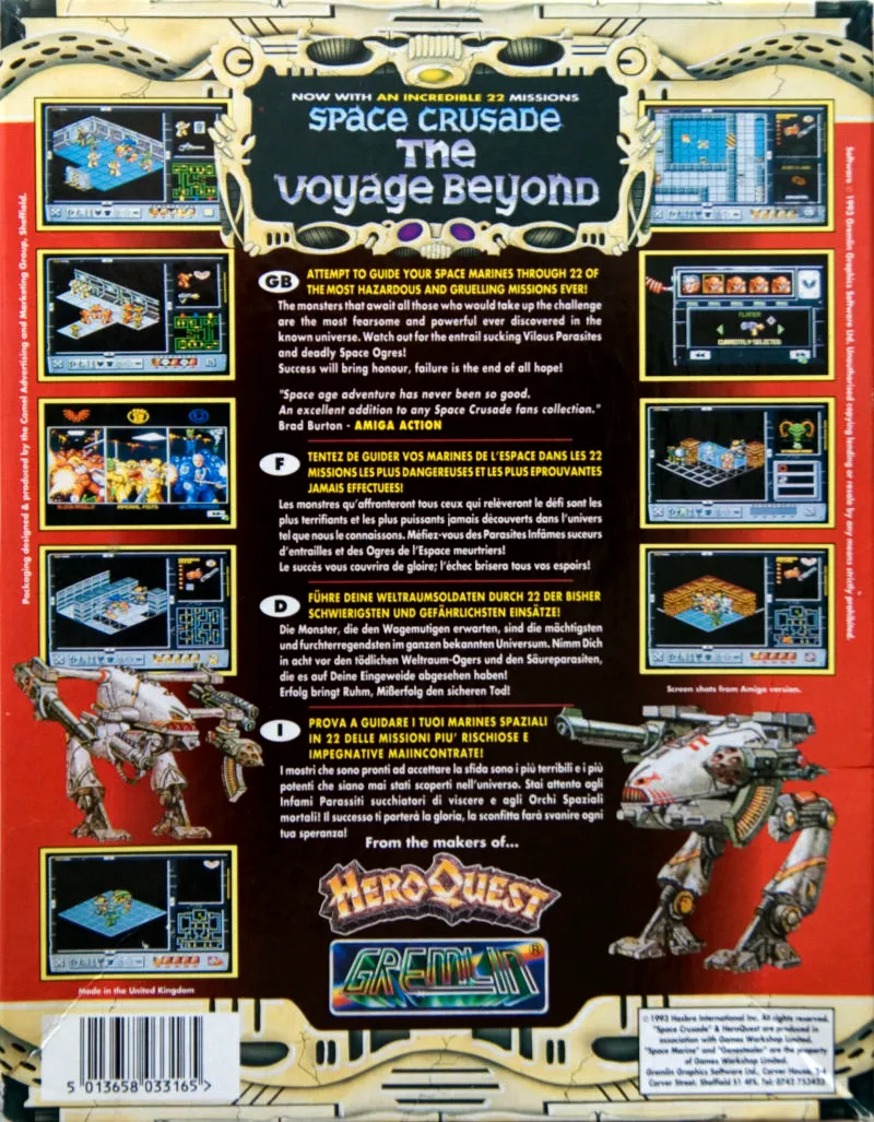 Space Crusade: The Voyage Beyond box back