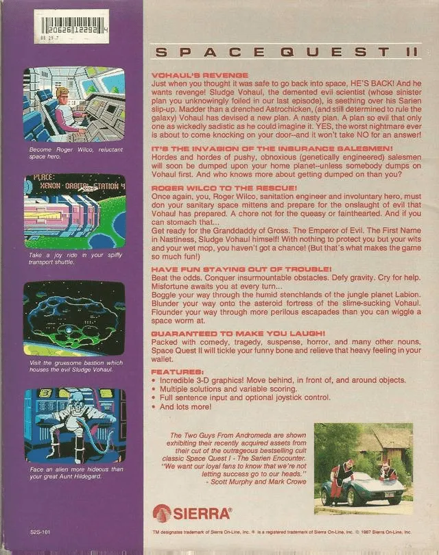 Space Quest II: Vohaul's Revenge box back