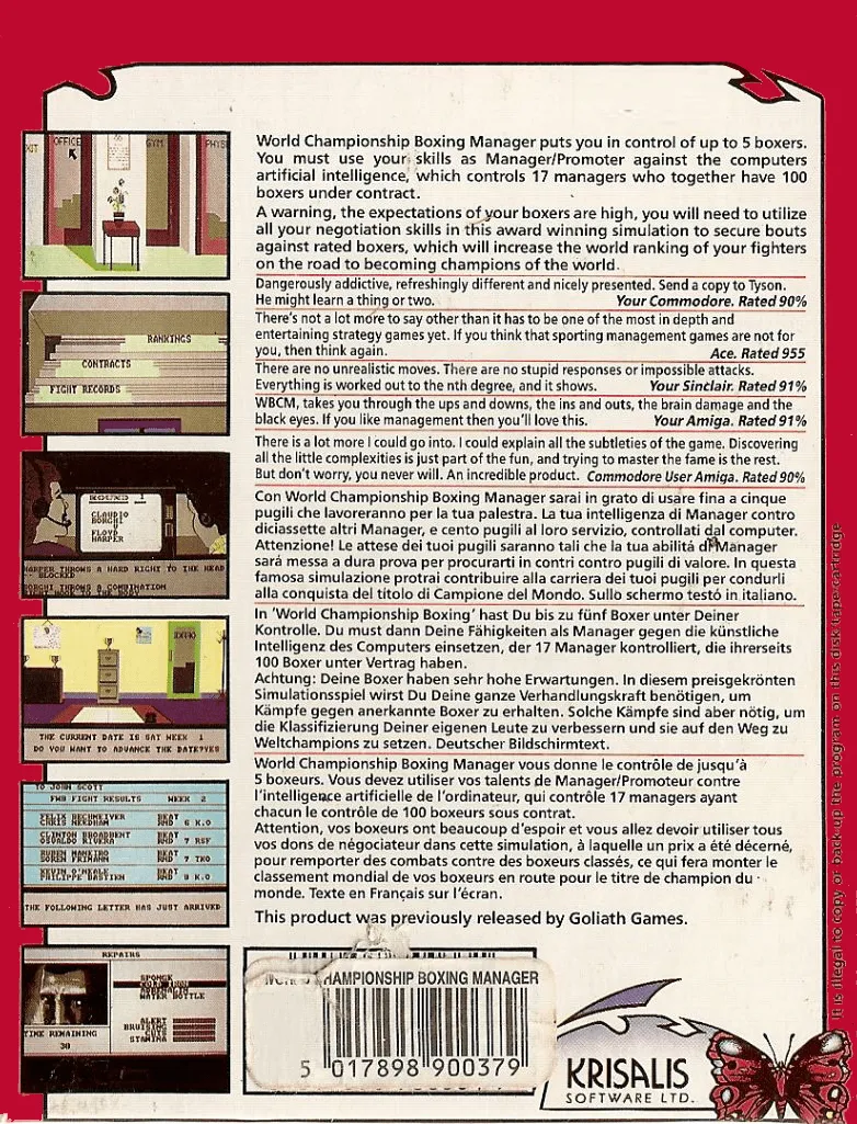 World Championship Boxing Manager box back
