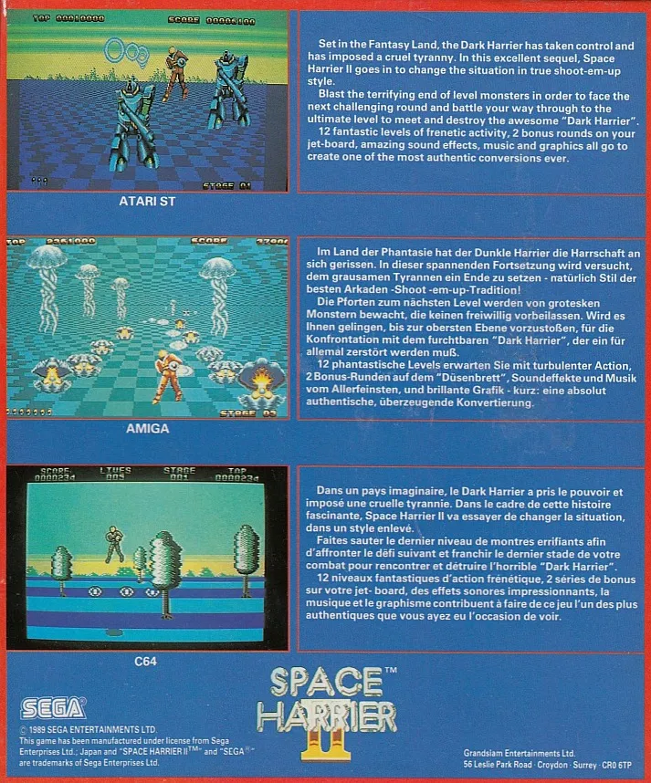 Space Harrier II box back