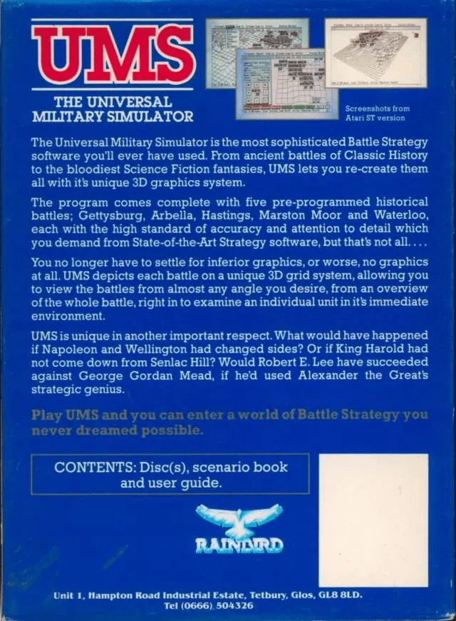 UMS: The Universal Military Simulator box back