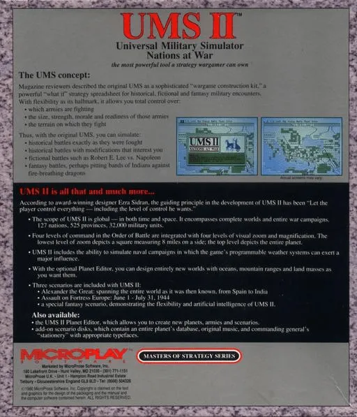 UMS II: Nations at War box back