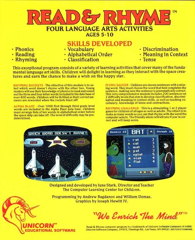 Read & Rhyme box back