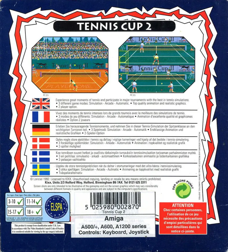 Tennis Cup 2 box back