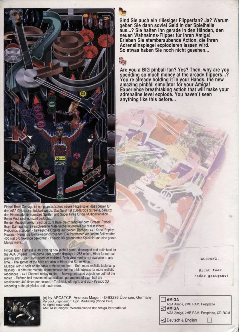 Pinball Brain Damage box back