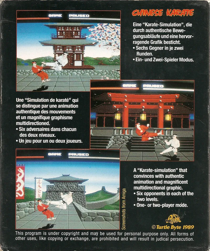 Chinese Karate box back