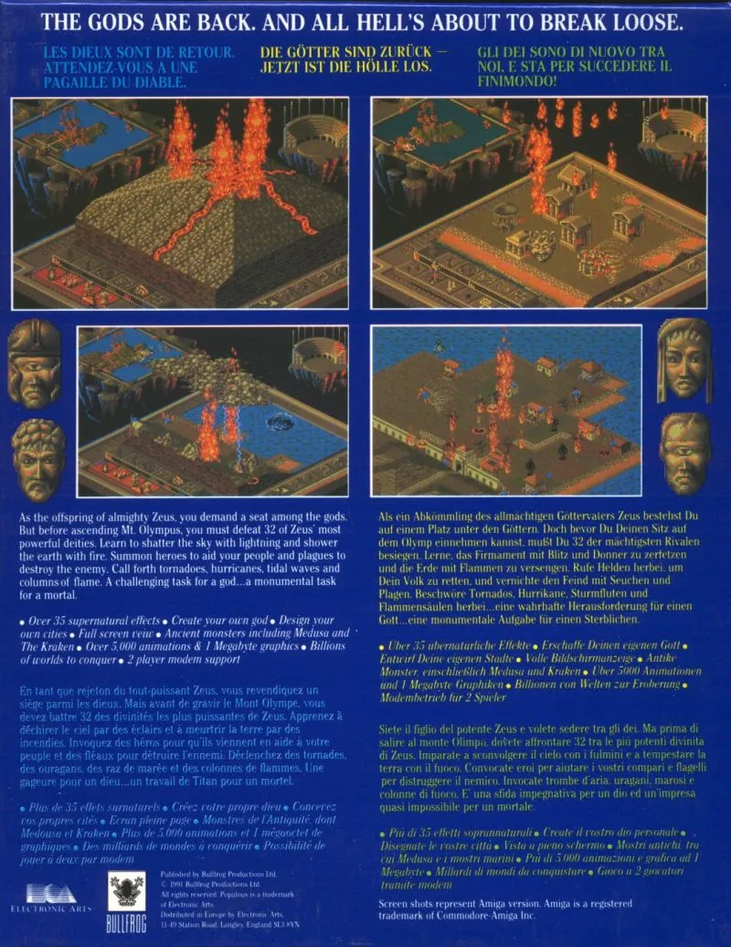 Populous II & The Challenge Games box back