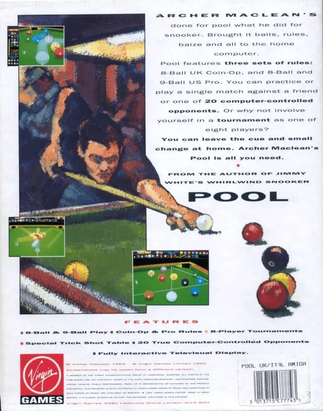Archer MacLean's Pool box back