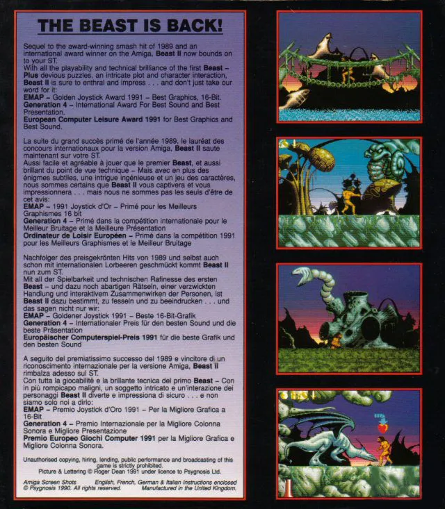 Shadow of the Beast II box back