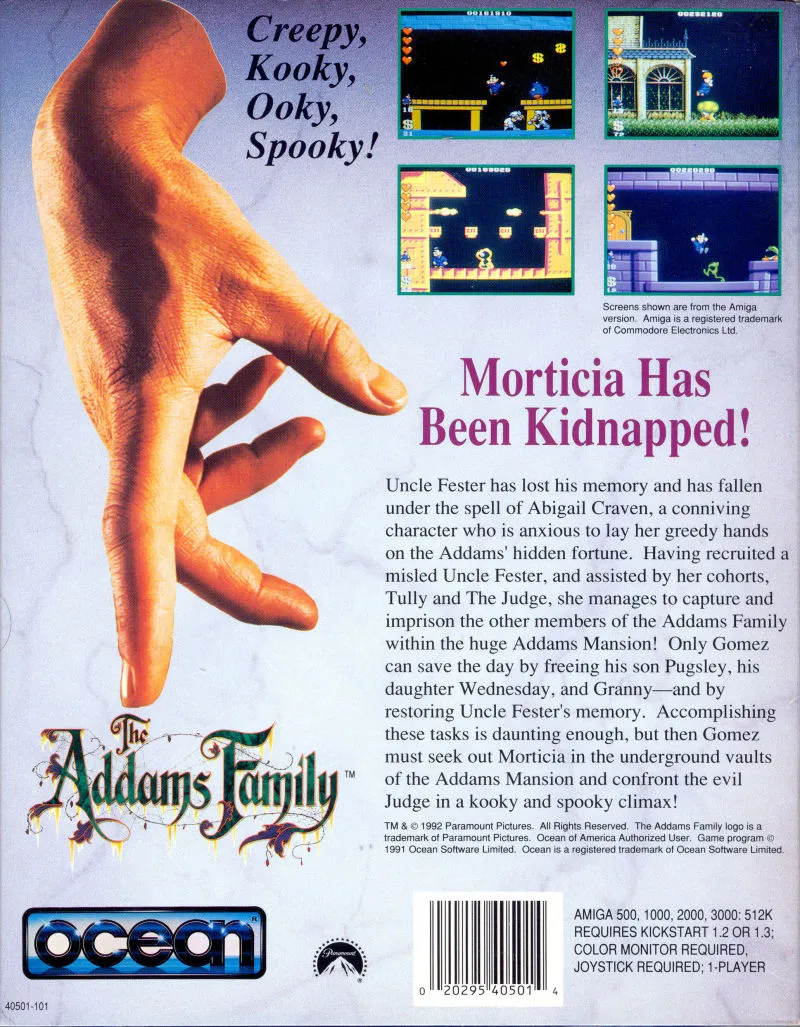 The Addams Family box back