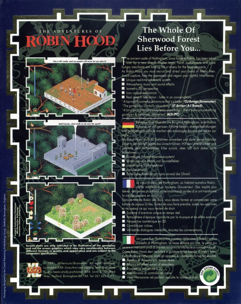 The Adventures of Robin Hood box back