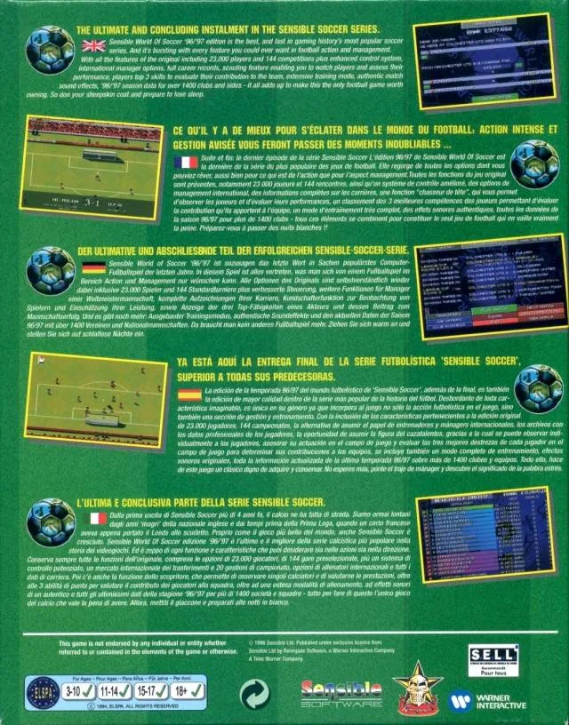 Sensible World of Soccer '96/'97 box back