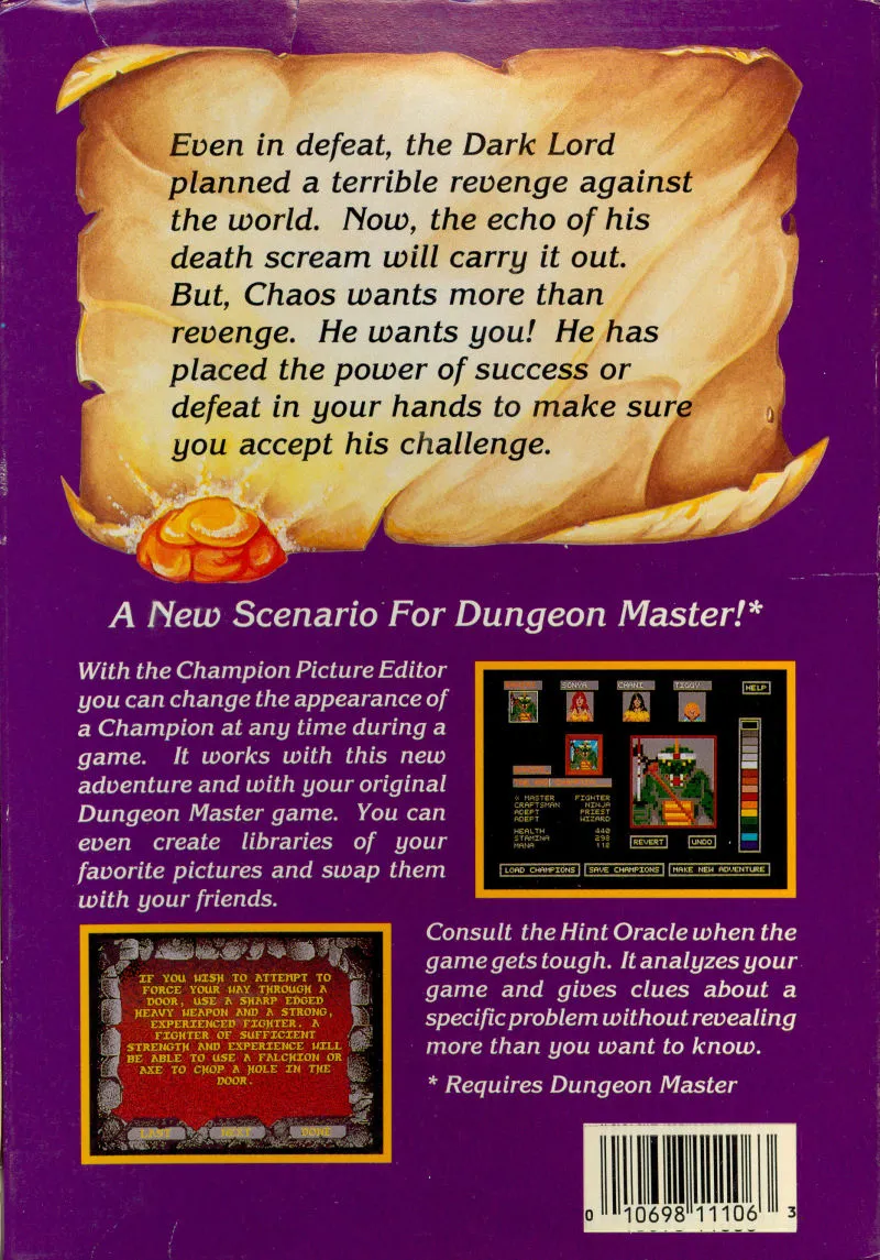 Dungeon Master: Chaos Strikes Back: Expansion Set #1 box back