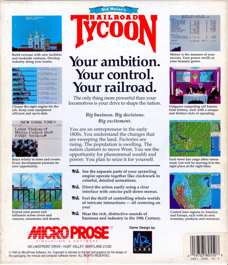 Railroad Tycoon box back