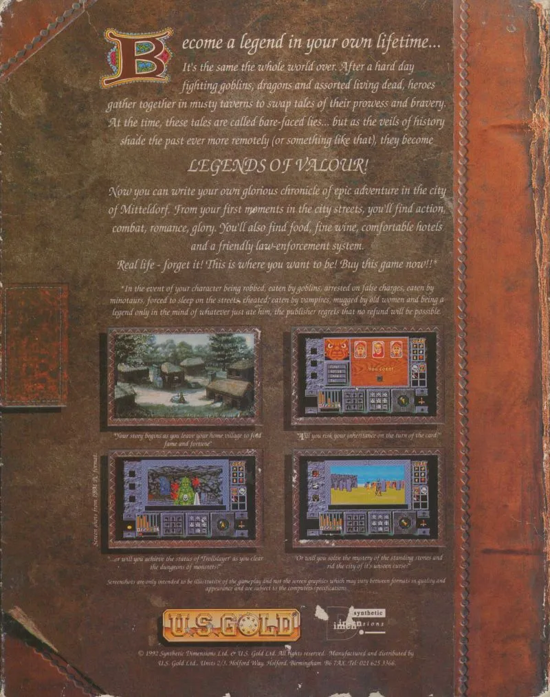 Legends of Valour box back