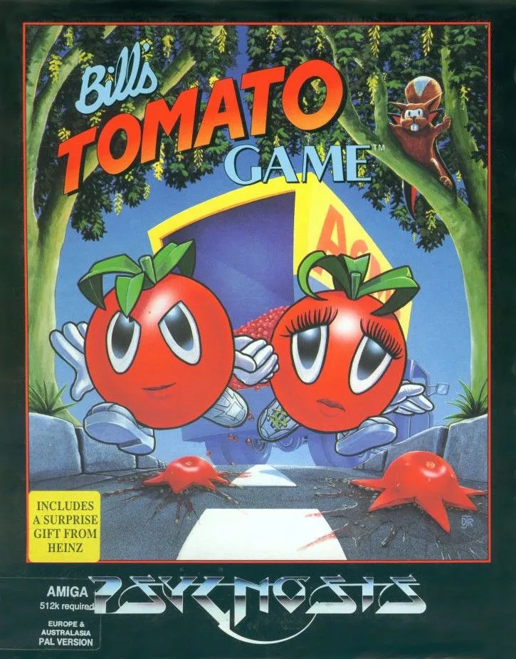 Bill's Tomato Game cover art for Commodore Amiga