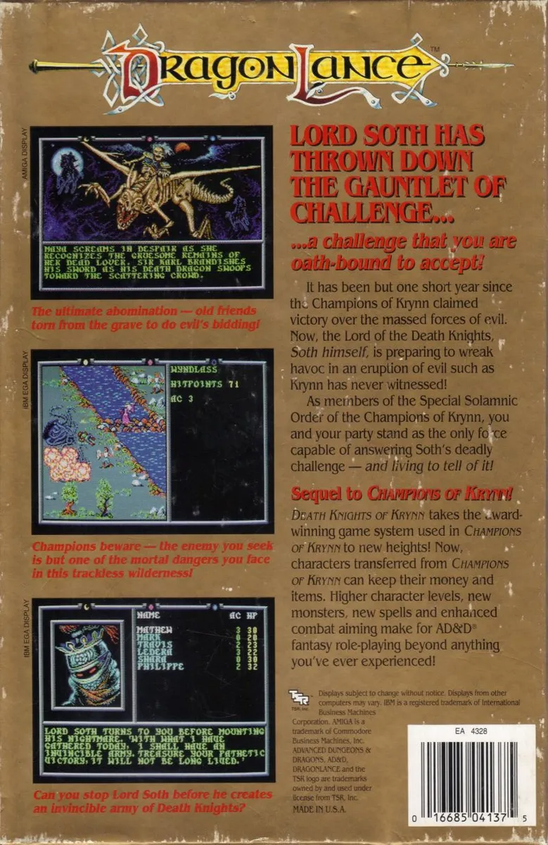 Death Knights of Krynn box back
