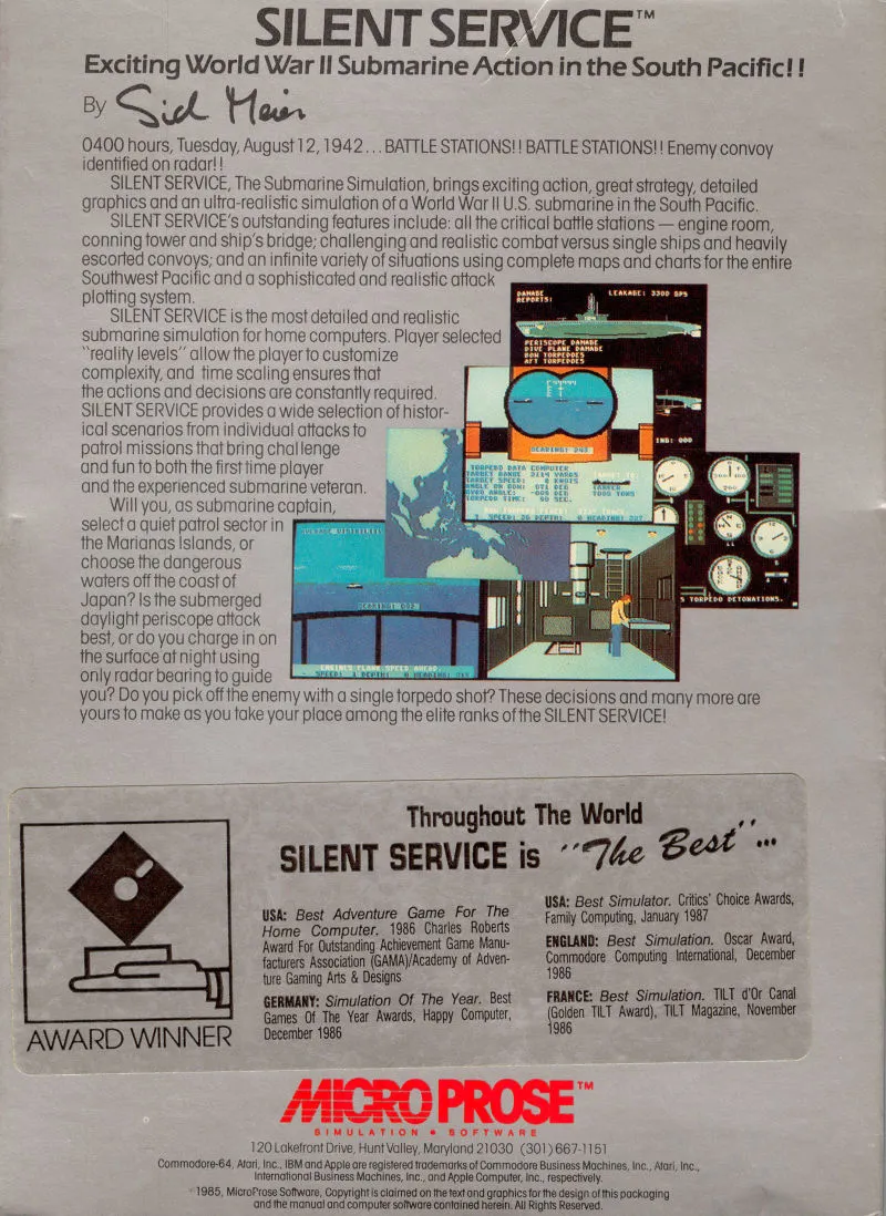 Silent Service box back