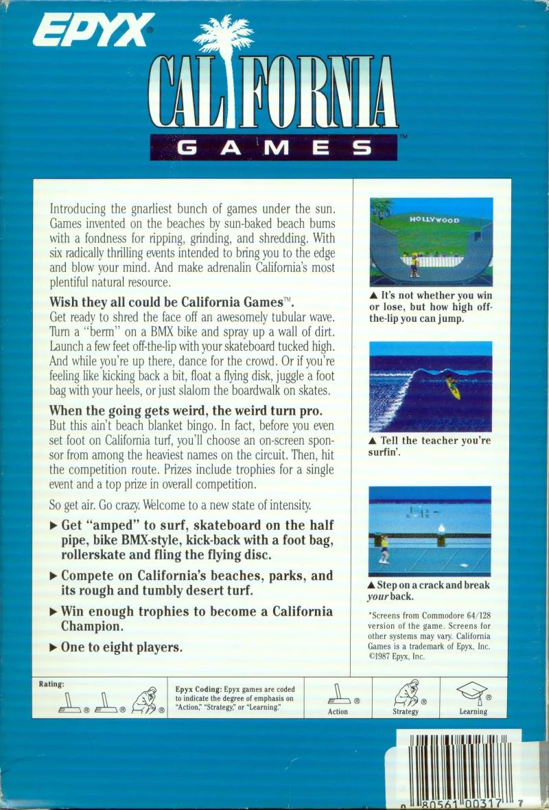 California Games box back