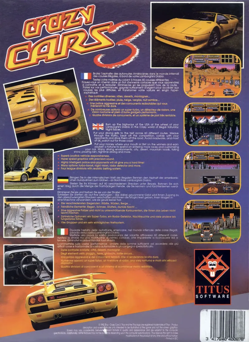 Crazy Cars 3 box back