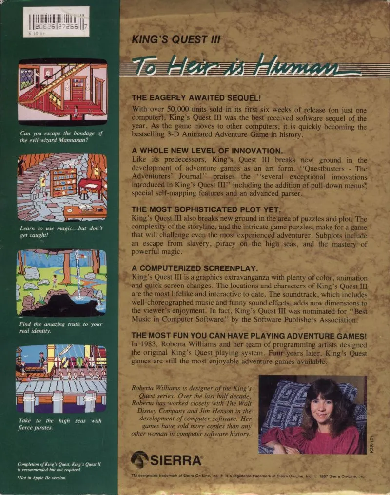 King's Quest III: To Heir is Human box back