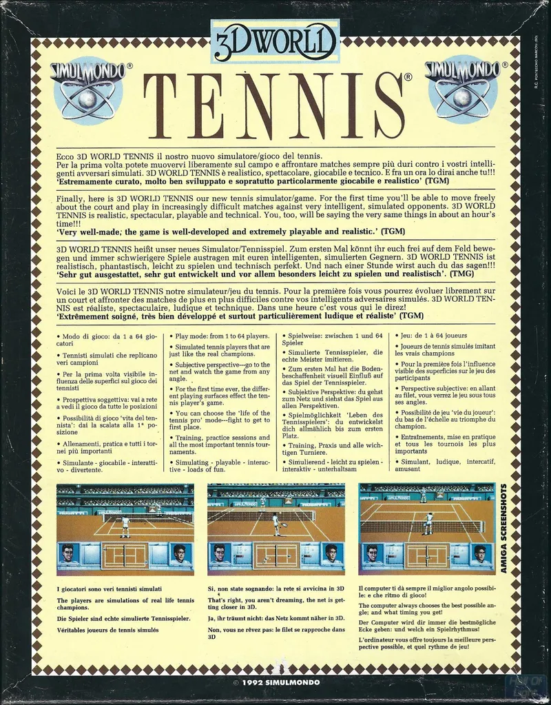 3D World Tennis box back