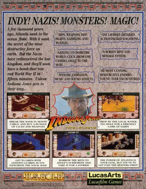 Indiana Jones and the Fate of Atlantis: The Action Game box back